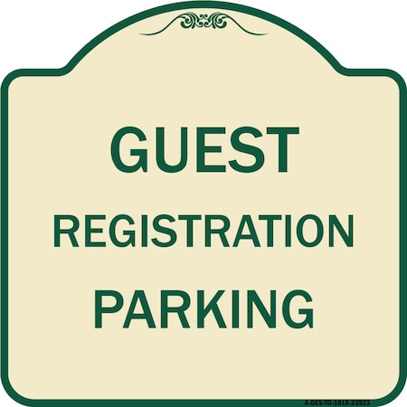 Signmission Guest Registration Parking Heavy-Gauge Aluminum Architectural Sign, 18" x 18", TG-1818-23923 A-DES-TG-1818-23923